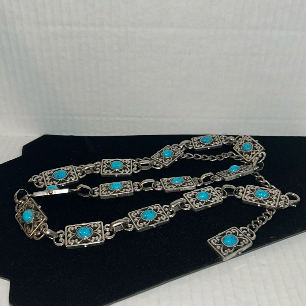 Vintage Silver and Turquoise Belt